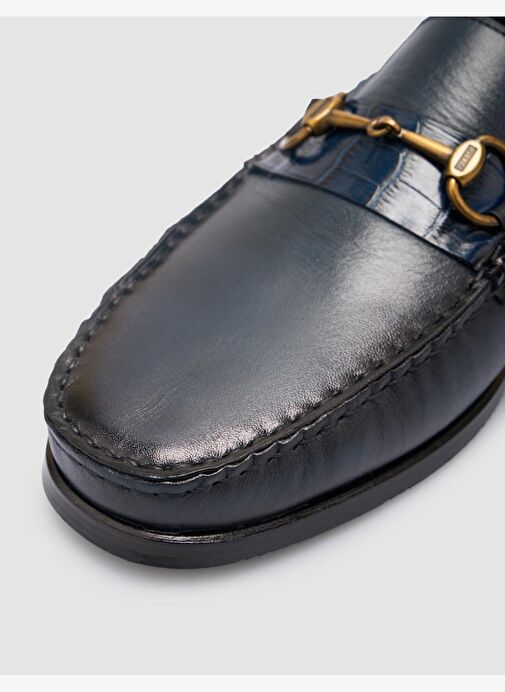 %100 Hakiki Deri Lacivert Erkek Klasik Ayakkabı - Görsel 8