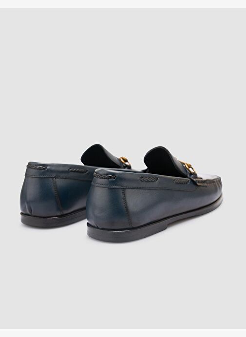 %100 Hakiki Deri Lacivert Erkek Klasik Ayakkabı - Görsel 4