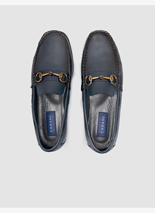 %100 Hakiki Deri Lacivert Erkek Klasik Ayakkabı - Görsel 5