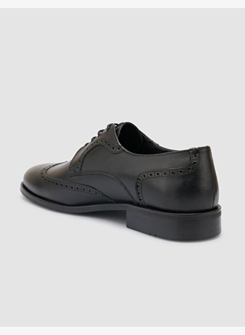 %100 Hakiki Deri Bağcık Detay Siyah Erkek Klasik Ayakkabı - Görsel 6
