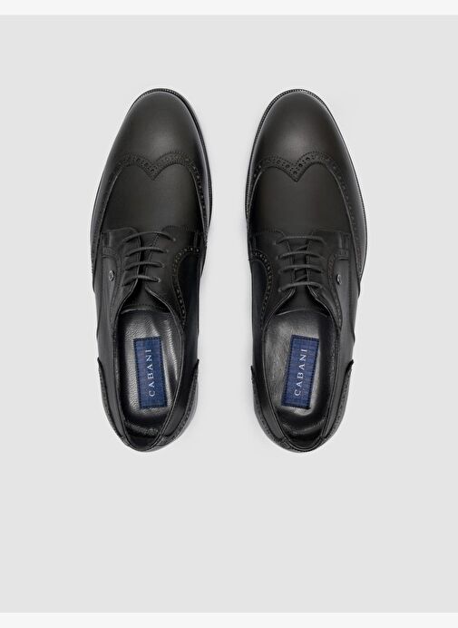 %100 Hakiki Deri Bağcık Detay Siyah Erkek Klasik Ayakkabı - Görsel 5