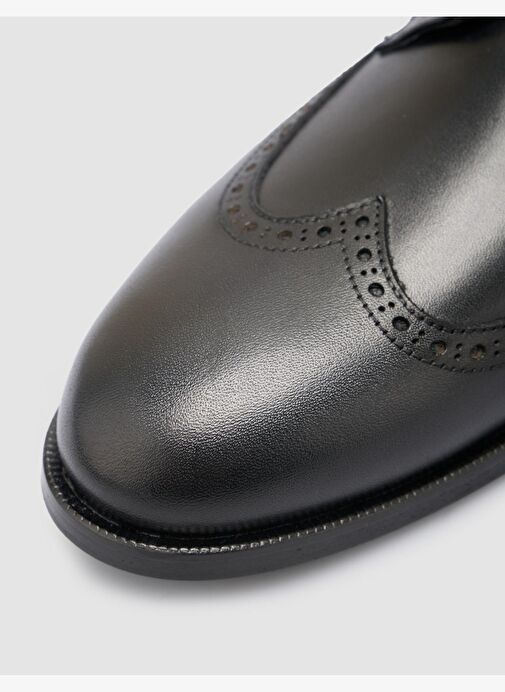 %100 Hakiki Deri Bağcık Detay Siyah Erkek Klasik Ayakkabı - Görsel 8