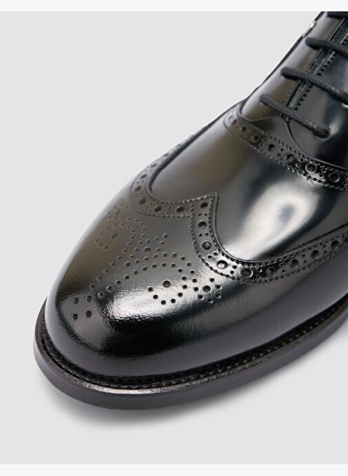 %100 Hakiki Deri Siyah Desenli Erkek Klasik Ayakkabı - Görsel 8