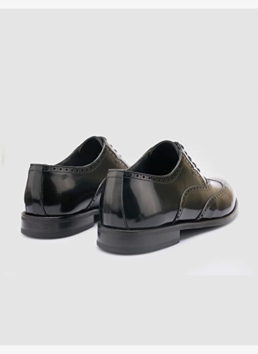 %100 Hakiki Deri Siyah Desenli Erkek Klasik Ayakkabı - Görsel 4