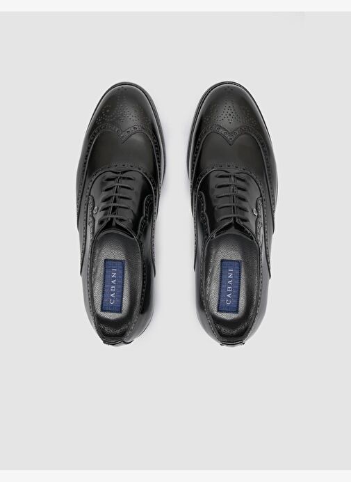 %100 Hakiki Deri Siyah Desenli Erkek Klasik Ayakkabı - Görsel 5