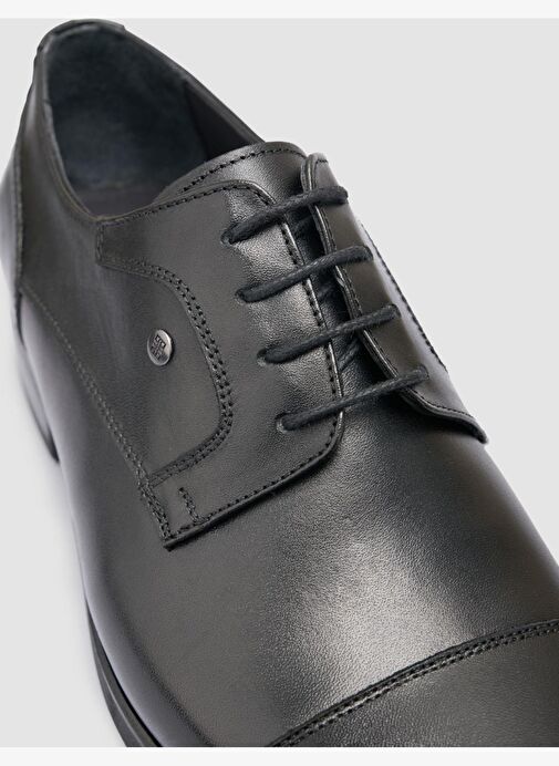 %100 Hakiki Deri Siyah Bağcıklı Erkek Klasik Ayakkabı - Görsel 7