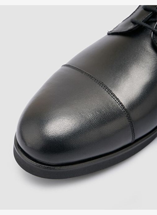 %100 Hakiki Deri Siyah Bağcıklı Erkek Klasik Ayakkabı - Görsel 8