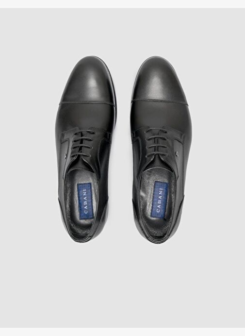 %100 Hakiki Deri Siyah Bağcıklı Erkek Klasik Ayakkabı - Görsel 5