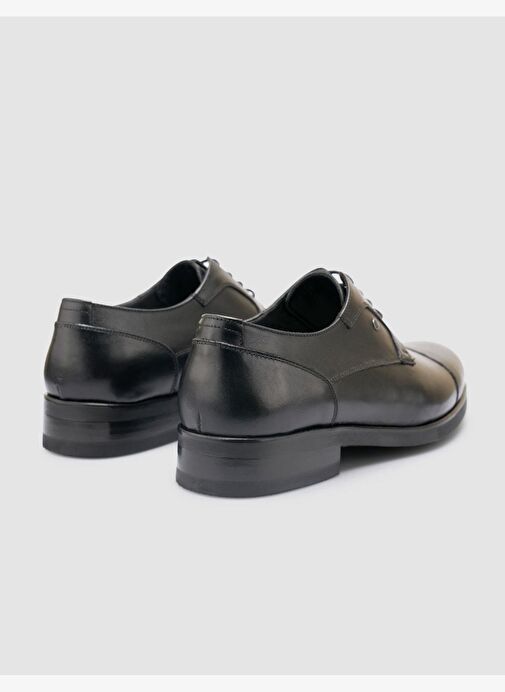 %100 Hakiki Deri Siyah Bağcıklı Erkek Klasik Ayakkabı - Görsel 4