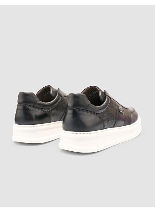 %100 Hakiki Deri Siyah Erkek Spor Ayakkabı - Görsel 4