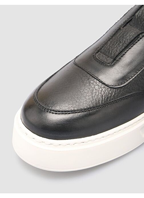 %100 Hakiki Deri Siyah Erkek Spor Ayakkabı - Görsel 8