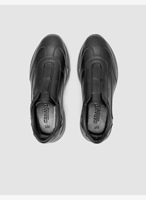 %100 Hakiki Deri Siyah Erkek Spor Ayakkabı - Görsel 5