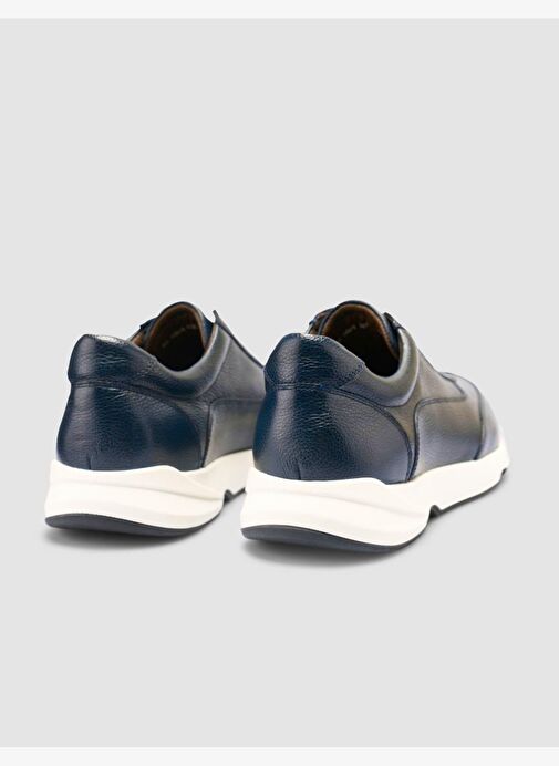 %100 Hakiki Deri Lacivert Erkek Spor Ayakkabı - Görsel 4