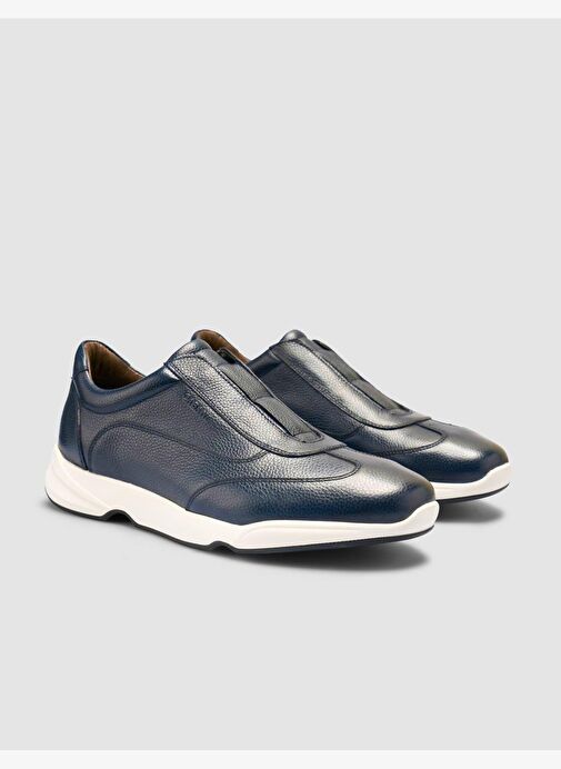 %100 Hakiki Deri Lacivert Erkek Spor Ayakkabı - Görsel 3