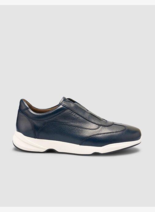 %100 Hakiki Deri Lacivert Erkek Spor Ayakkabı - Görsel 2