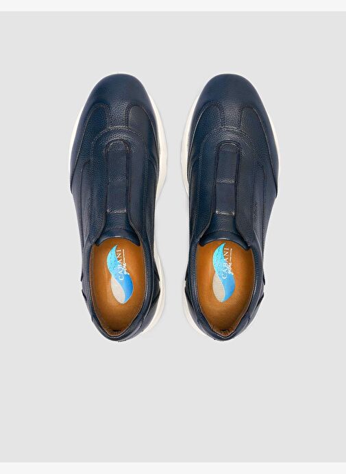 %100 Hakiki Deri Lacivert Erkek Spor Ayakkabı - Görsel 5