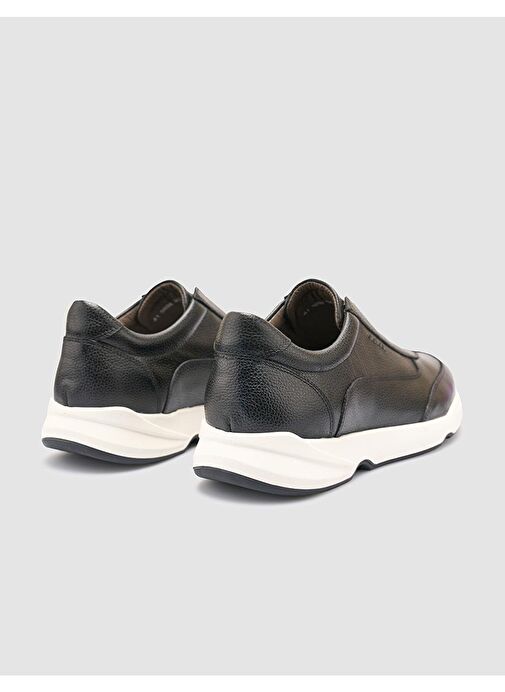 %100 Hakiki Deri Siyah Erkek Spor Ayakkabı - Görsel 4