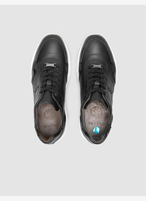 %100 Hakiki Deri Siyah Erkek Spor Ayakkabı - Görsel 5