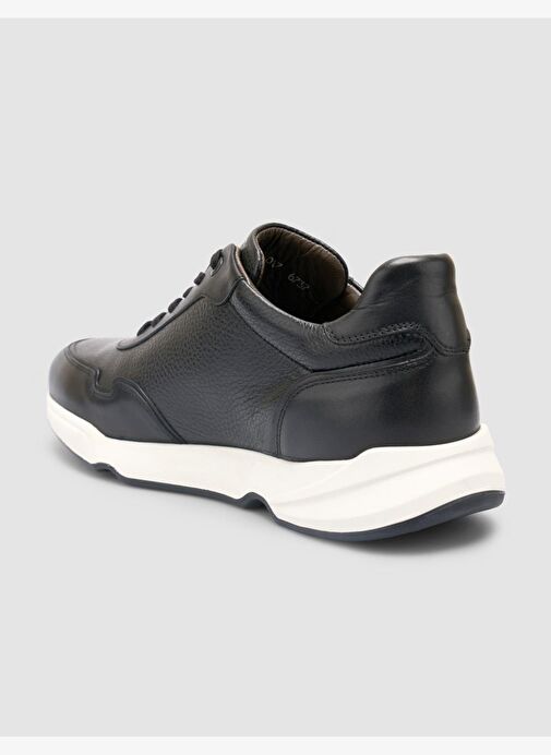 %100 Hakiki Deri Siyah Erkek Spor Ayakkabı - Görsel 6