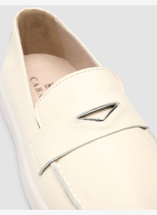 %100 Hakiki Deri Bej Kadın Loafer - Görsel 7