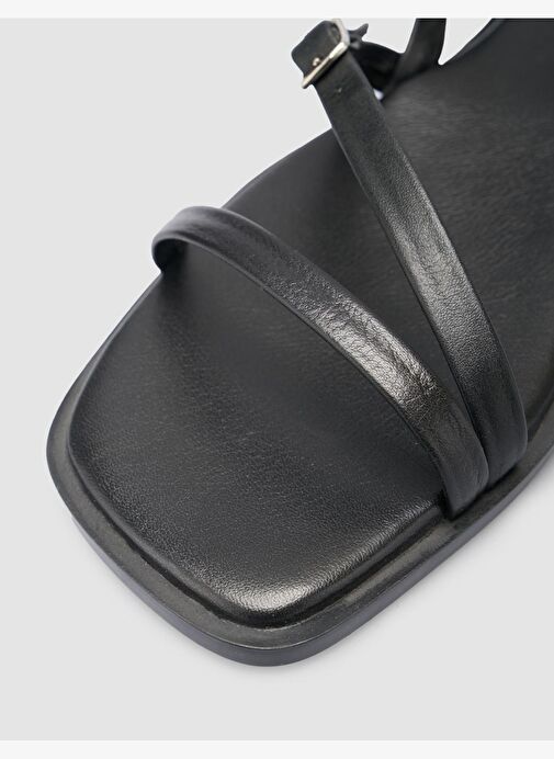 %100 Hakiki Deri Siyah Kadın Sandalet - Görsel 8