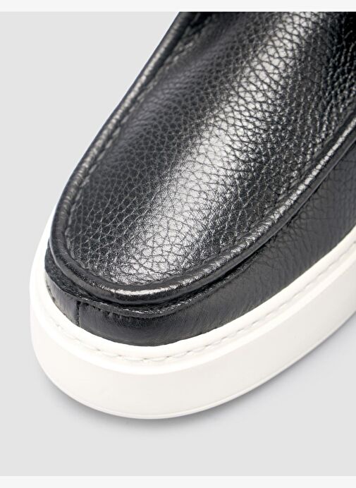 %100 Hakiki Deri Siyah Erkek Günlük Ayakkabı - Görsel 8