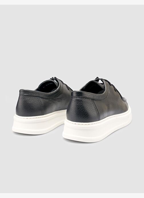 %100 Hakiki Deri Siyah Erkek Günlük Ayakkabı - Görsel 4