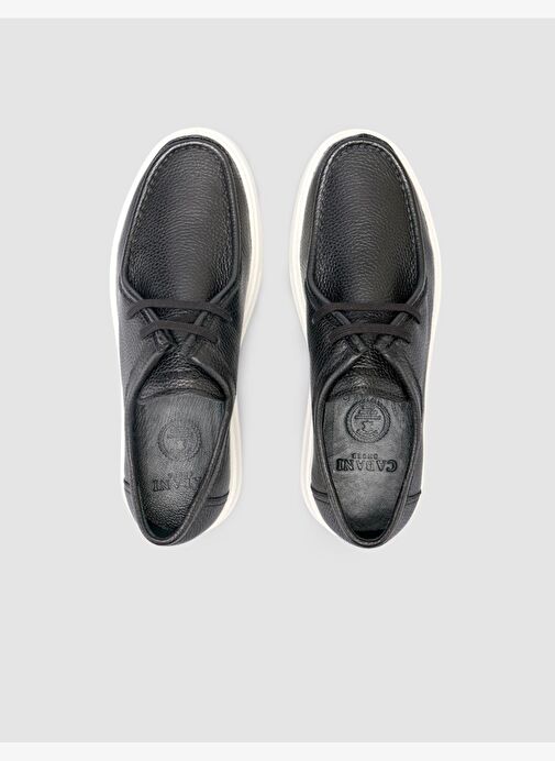 %100 Hakiki Deri Siyah Erkek Günlük Ayakkabı - Görsel 5