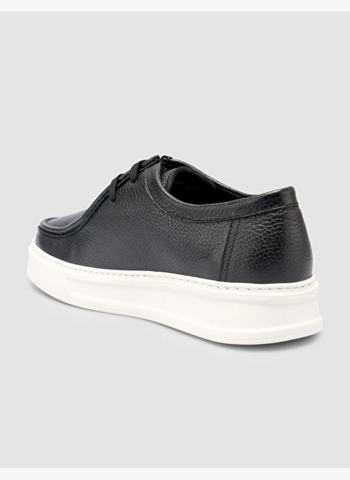 %100 Hakiki Deri Siyah Erkek Günlük Ayakkabı - Görsel 6