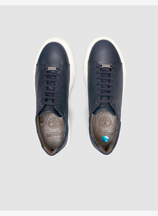 %100 Hakiki Deri Lacivert Erkek Spor Ayakkabı - Görsel 4
