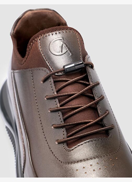 %100 Hakiki Deri Kahverengi Bağcıklı Erkek Günlük Ayakkabı - Görsel 7