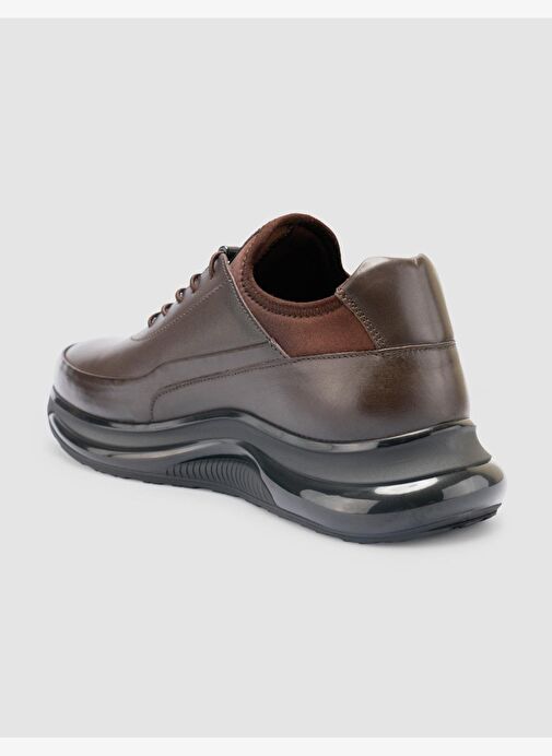 %100 Hakiki Deri Kahverengi Bağcıklı Erkek Günlük Ayakkabı - Görsel 6