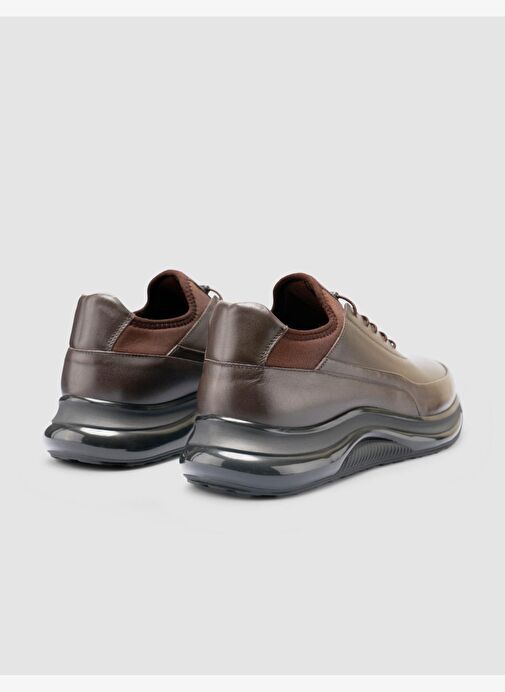 %100 Hakiki Deri Kahverengi Bağcıklı Erkek Günlük Ayakkabı - Görsel 4