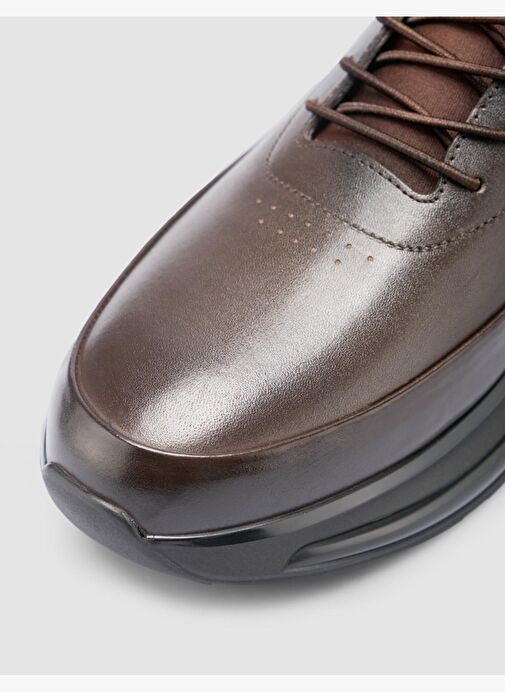%100 Hakiki Deri Kahverengi Bağcıklı Erkek Günlük Ayakkabı - Görsel 8