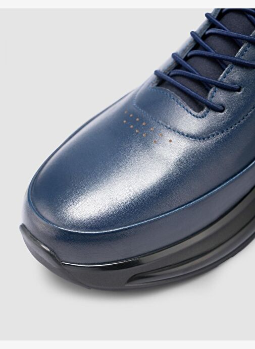 %100 Hakiki Deri Lacivert Bağcıklı Erkek Günlük Ayakkabı - Görsel 8