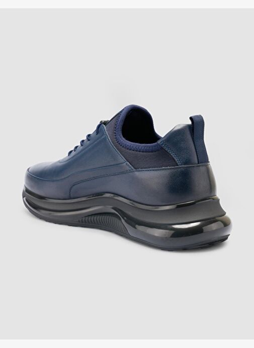 %100 Hakiki Deri Lacivert Bağcıklı Erkek Günlük Ayakkabı - Görsel 6