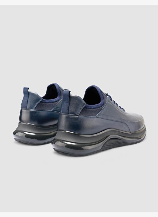 %100 Hakiki Deri Lacivert Bağcıklı Erkek Günlük Ayakkabı - Görsel 4