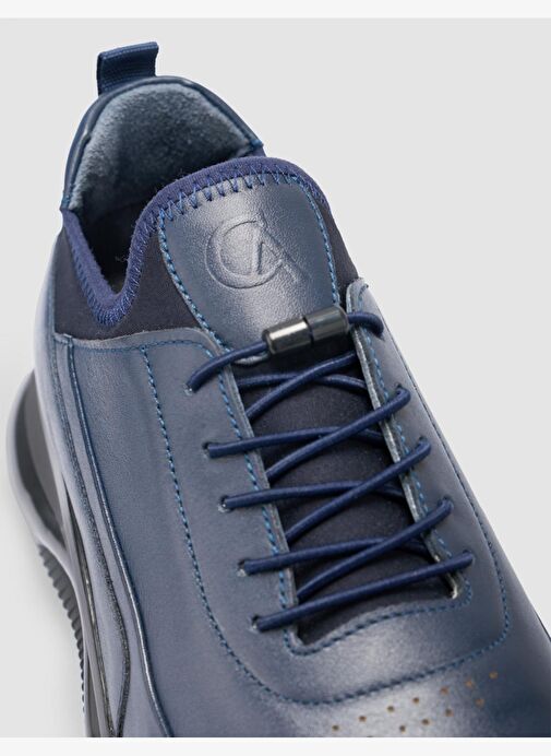 %100 Hakiki Deri Lacivert Bağcıklı Erkek Günlük Ayakkabı - Görsel 7