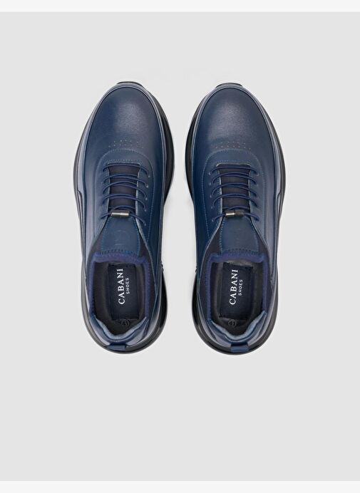 %100 Hakiki Deri Lacivert Bağcıklı Erkek Günlük Ayakkabı - Görsel 5