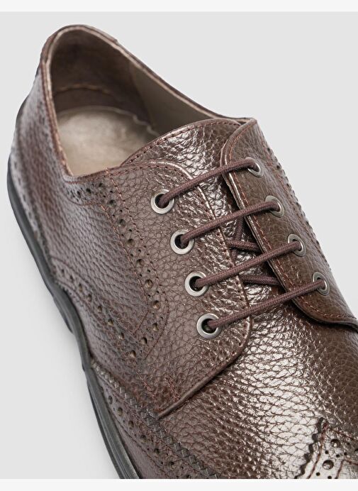 %100 Hakiki Deri Kahverengi Erkek Günlük Ayakkabı - Görsel 7