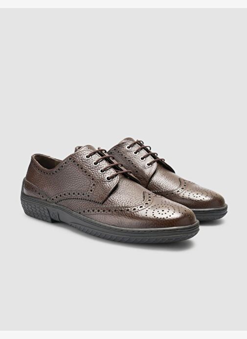 %100 Hakiki Deri Kahverengi Erkek Günlük Ayakkabı - Görsel 3