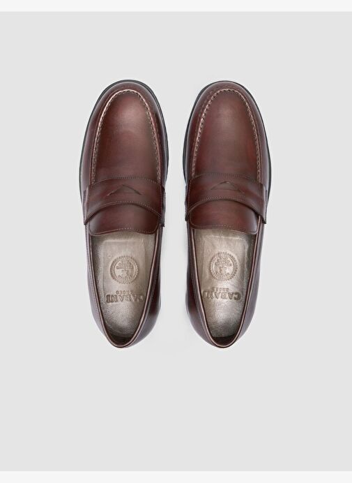 %100 Hakiki Deri Düz Kahverengi Erkek Loafer - Görsel 5