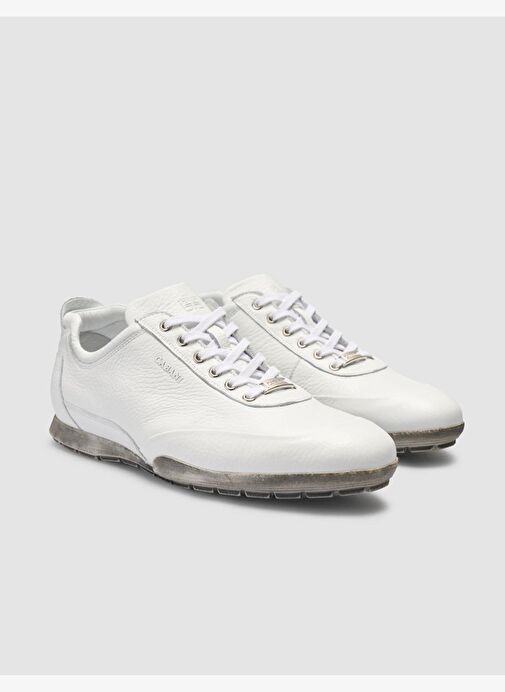 %100 Hakiki Deri Beyaz Bağcıklı Erkek Günlük Ayakkabı - Görsel 3