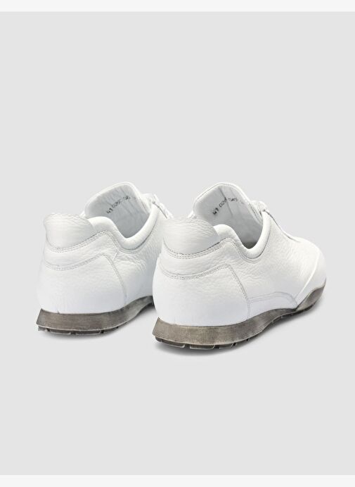 %100 Hakiki Deri Beyaz Bağcıklı Erkek Günlük Ayakkabı - Görsel 4