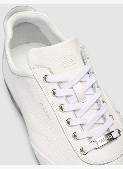 %100 Hakiki Deri Beyaz Bağcıklı Erkek Günlük Ayakkabı - Görsel 7