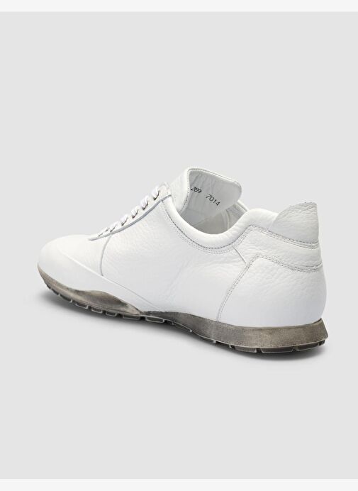 %100 Hakiki Deri Beyaz Bağcıklı Erkek Günlük Ayakkabı - Görsel 6