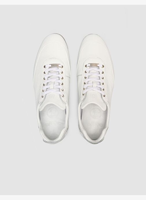 %100 Hakiki Deri Beyaz Bağcıklı Erkek Günlük Ayakkabı - Görsel 5