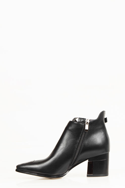 Marlo Fermuarlı Topuklu Kadın Bot Siyah - Görsel 4