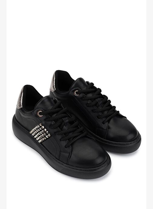 Tamer Tanca Kadın Suni Deri Siyah/Antrasit Sneakers & Spor Ayakkabı - Görsel 3