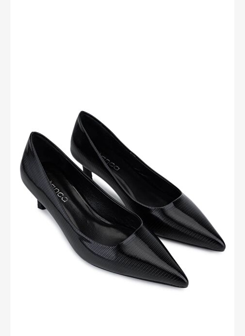 Tamer Tanca Kadın Suni Deri Siyah Topuklu Ayakkabı - Görsel 3